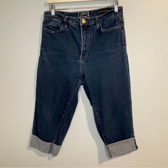 NYDJ Denim - NYDJ Premium Denim Cropped Stretch Jeans Size 12 Blue Rivet Accents